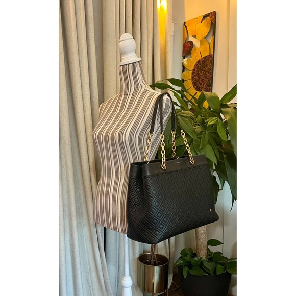 ♦️♦️ TORY BURCH AUTHENTIC BLACK LEATHER FLEMING/ALEXA HANDBAG ♦️♦️ - Picture 14 of 16